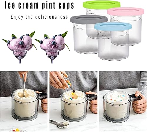Miniatura 4 de Vasos de pinta de helado, recipientes de helado con tapas para pintas de crema ninja, accesorios de cocina para máquinas de helado serie NC301 NC300