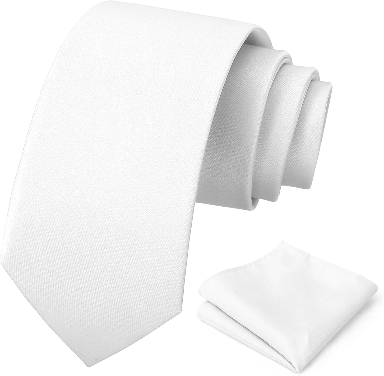 PenSee Men's Tie Set Solid Pure Color 3.15" (8CM) Classic Formal Plain Necktie and Pocket Square Set For Men