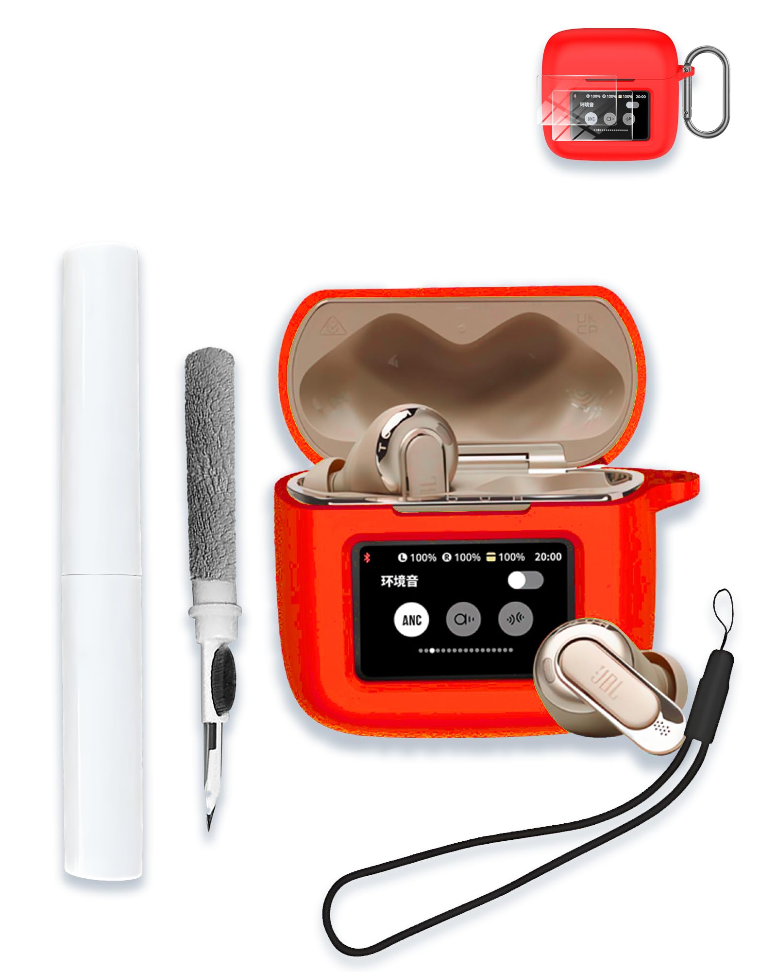 Case for JBL Tour Pro 3 - True Wireless Noise Cancelling Earbuds, Soft Silicone Protective Portable Scratch Shock Resistant with 2pack Screen