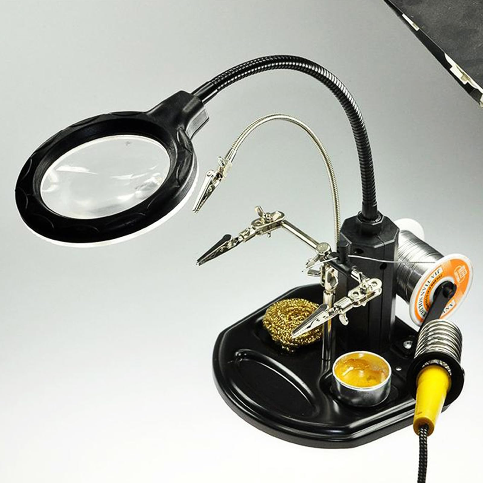 lampada a LED, lente d'ingrandimento, clip di manutenzione del telefono, morsetto, strumento di saldatura per circuiti stampati, supporto per saldatore desktop, clip di aiuto per saldatura, lente