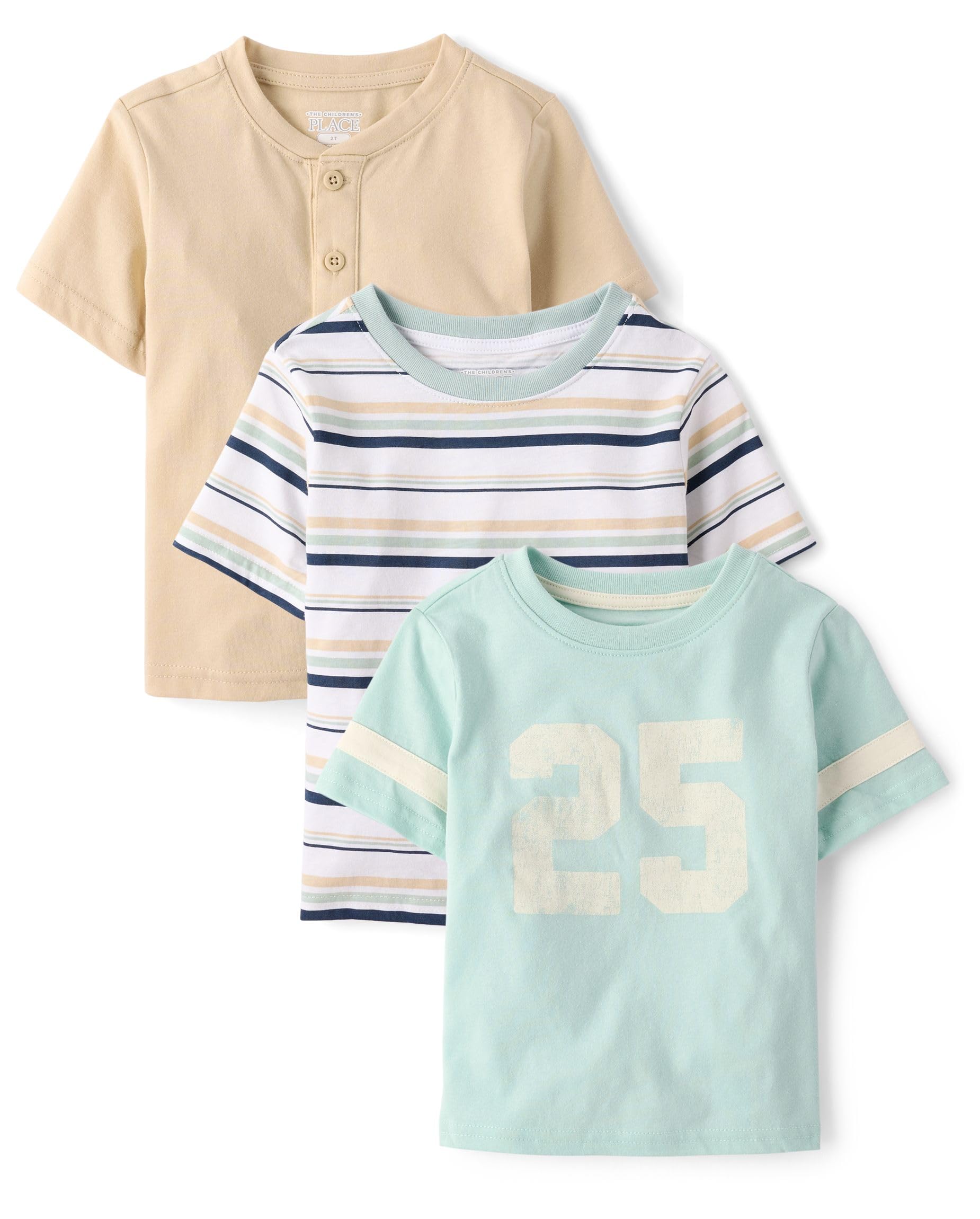 Photo 1 of The Children's Place,Baby Boys,and Toddler Short Sleeve Crew Neck Tees,Varsity 3-Pack,2 Years