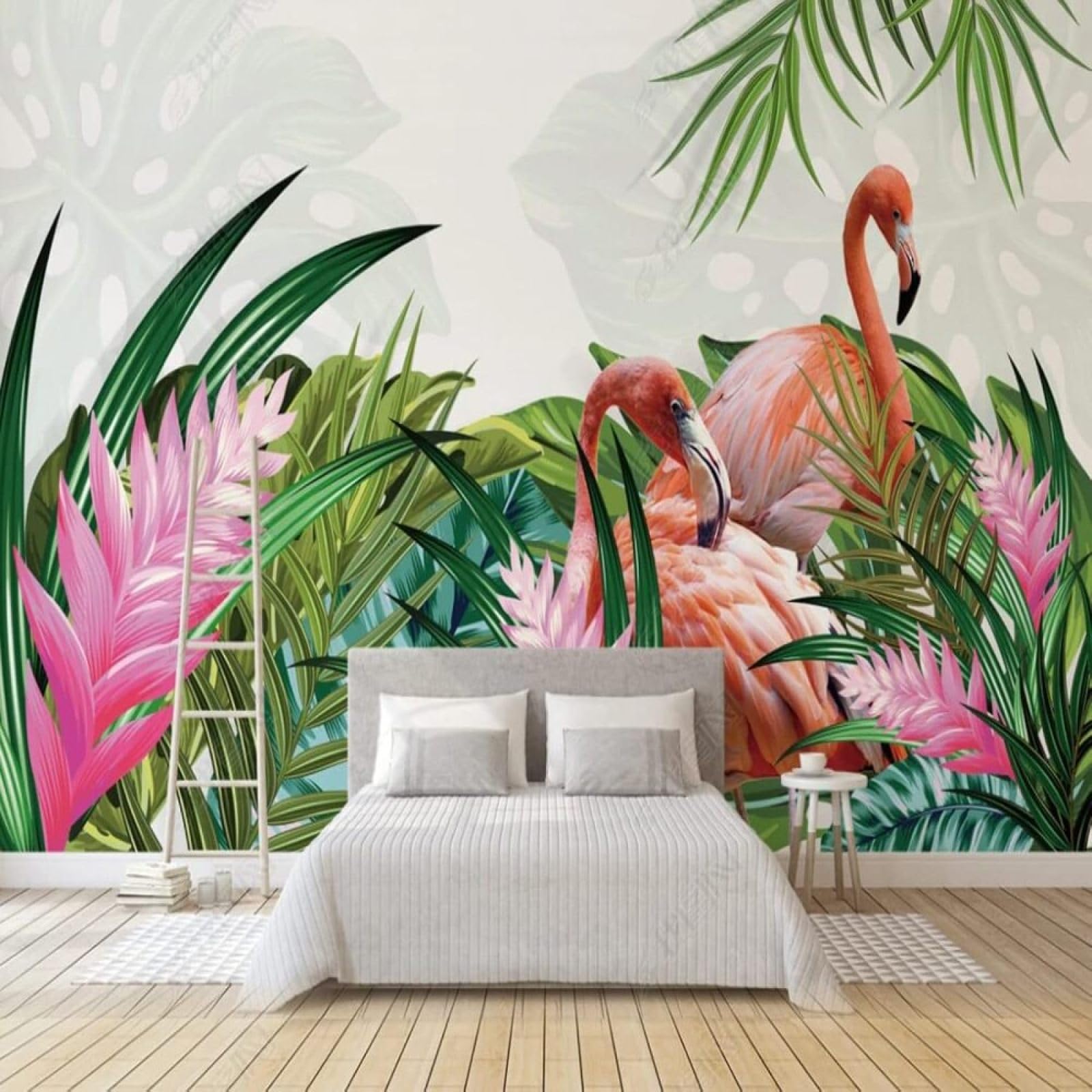 Papel Pintado Premium Textura Seda 3D Flamingo Elegante Cocina y Salón