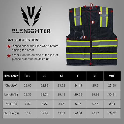 Miniatura 8 de Chaleco de seguridad reflectante para hombre con 8 bolsillos y cremallera, chaleco de trabajo de malla de seguridad de alta visibilidad, color