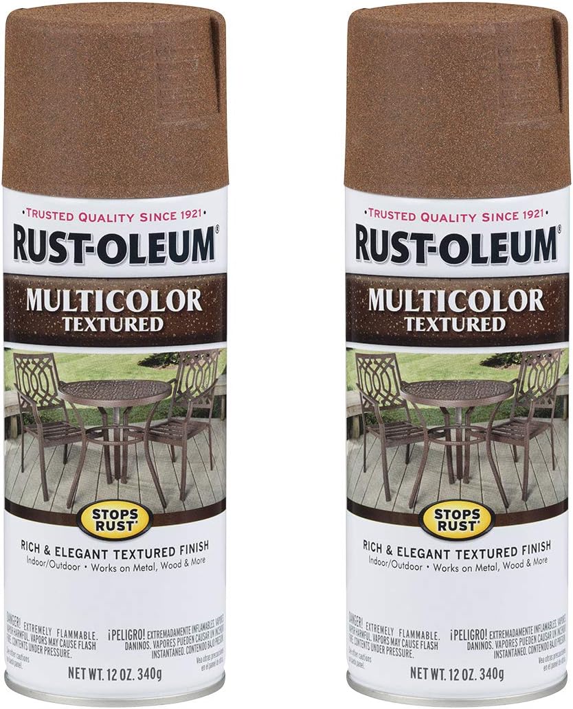 Rust-Oleum 239122-2PK Stops Rust Multi-Color Textured Spray Paint, 12 oz, Rustic Umber, 2 Pack