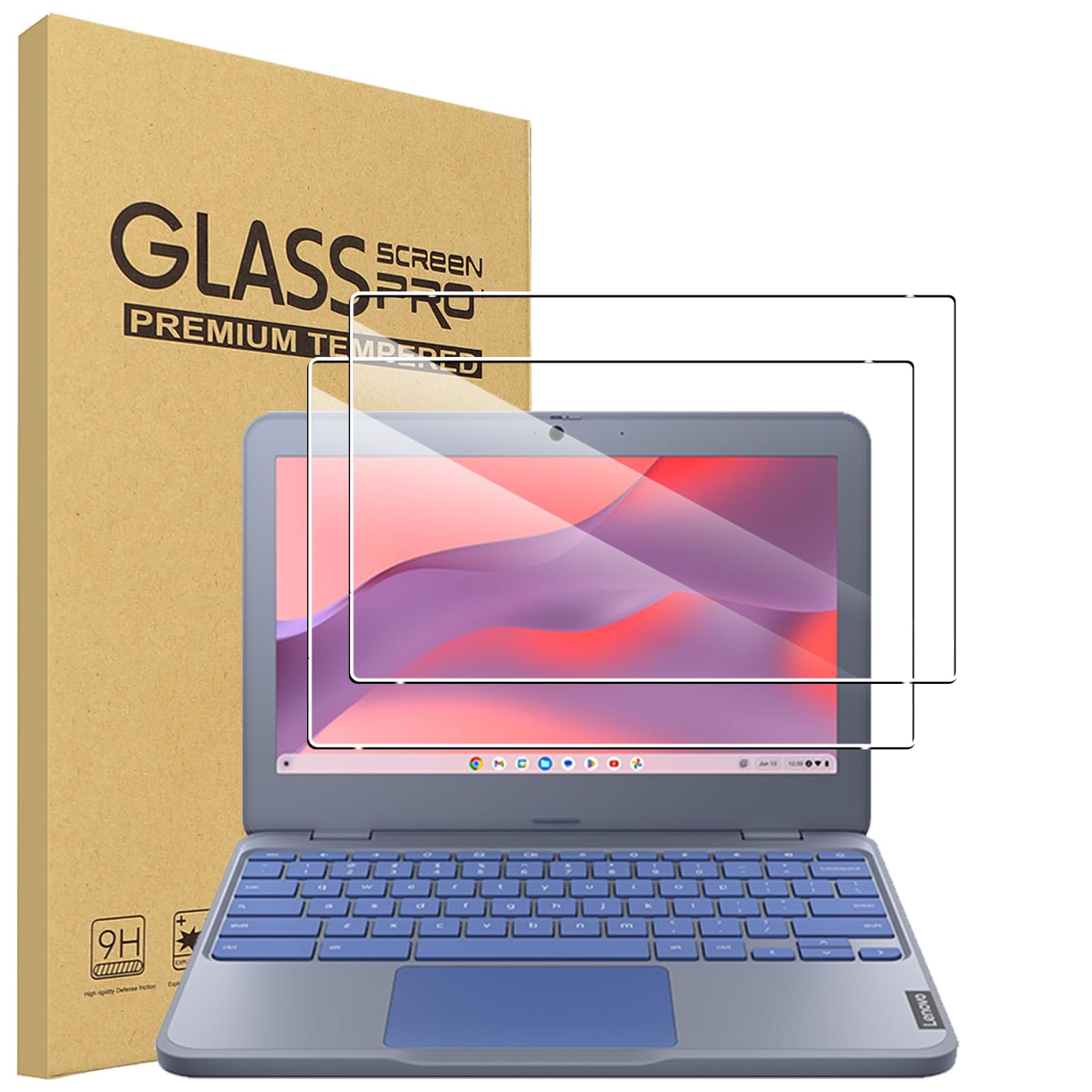 2 Pack Tempered Glass for Lenovo IdeaPad Chromebook 11.6 inch, HD Clear, 9H Hardness, Anti-Scratch, Shatterproof, No Bubbles Touch Sensitivity Anti-Fingerprint Screen Protector
