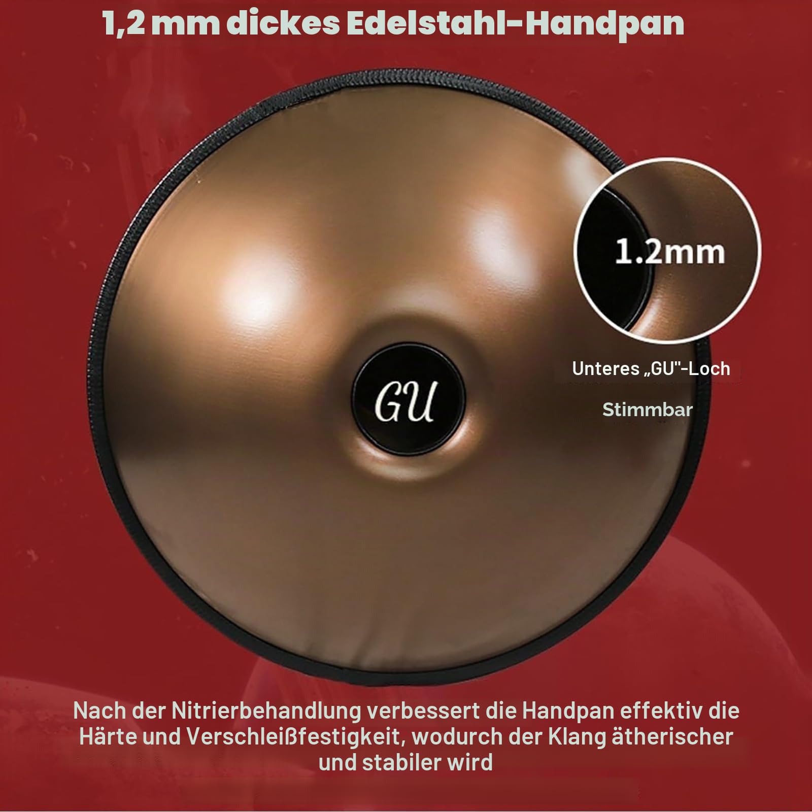9 Noten 22 Zoll 440 Hz Stahltrommel, Handpan-Trommelinstrument D Kurd-Moll, Anfänger, Meditation, Yoga, Mit Weicher Hand-Pan-Tasche, Für Professionelle Audioproduktion