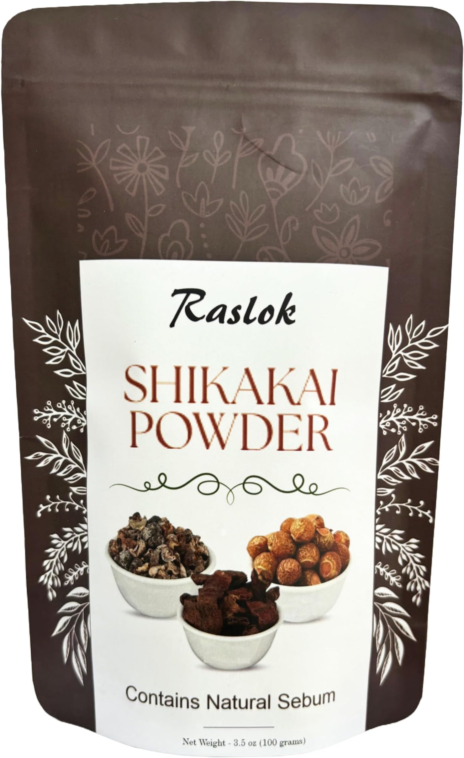 Raslok Shikakai Powder | Natural Hair Cleanser & Conditioner | 100% Pure Acacia concinna Fruit Pods Powder (3.52 oz)
