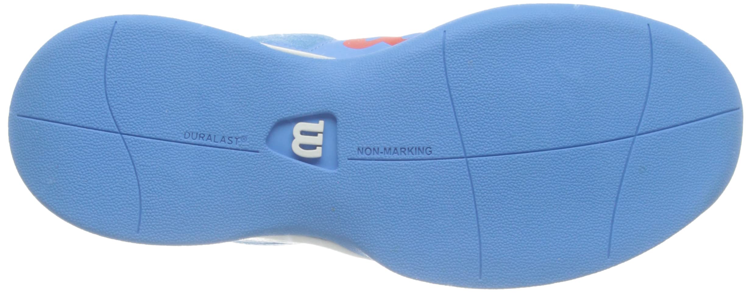 Wilson Junior/Enfant Chaussures de Tennis, Rush Pro JR QL Carpet, Bleu/Blanc/Orange, 34, pour Les Courts en Salle, pour Joueurs de Tout Niveau, WRS326260E015