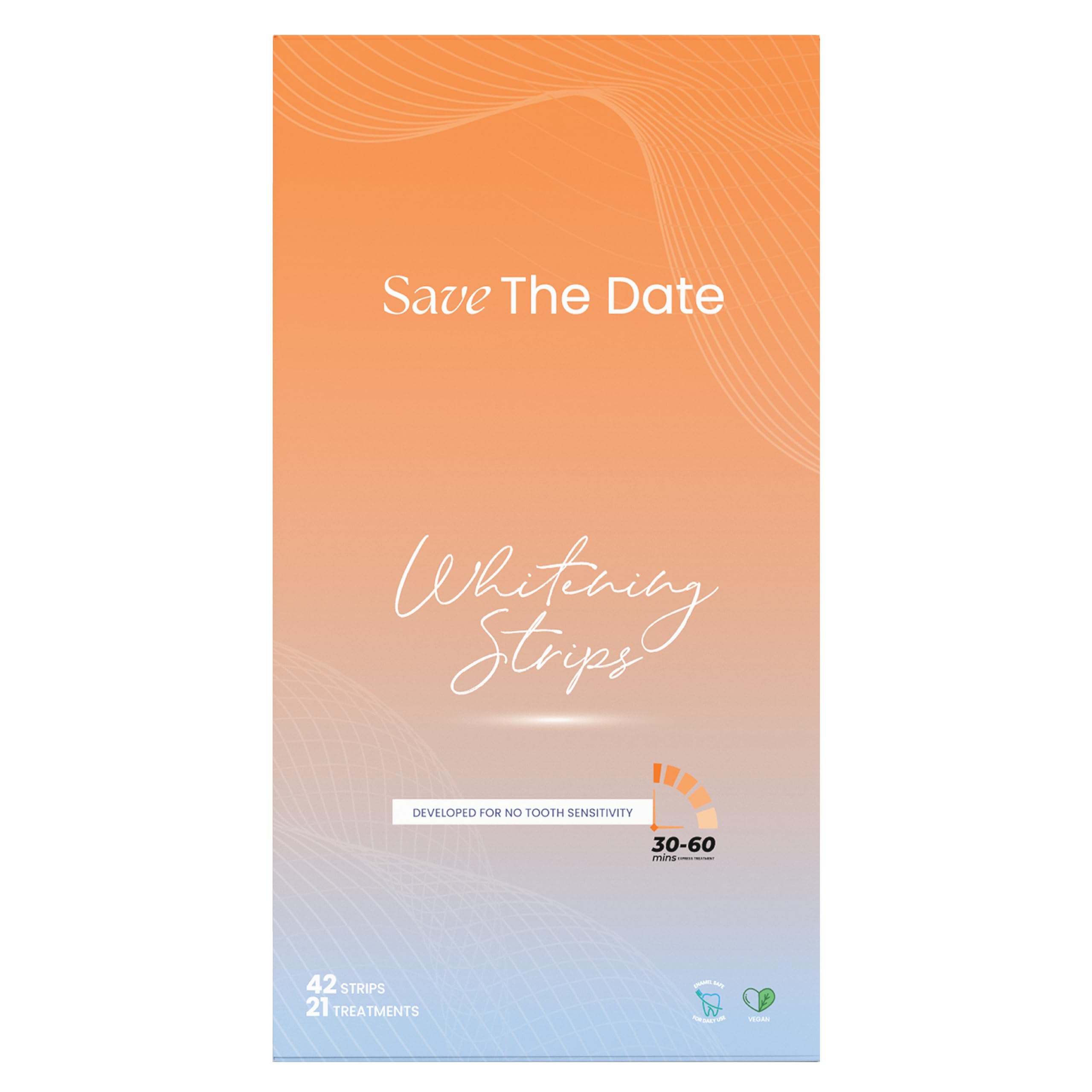 SaveTheDate Teeth Whitening Strips - Sensitivity Free Whitening Experience - Enamel Safe - Clinically Formulated - 21 Treatments
