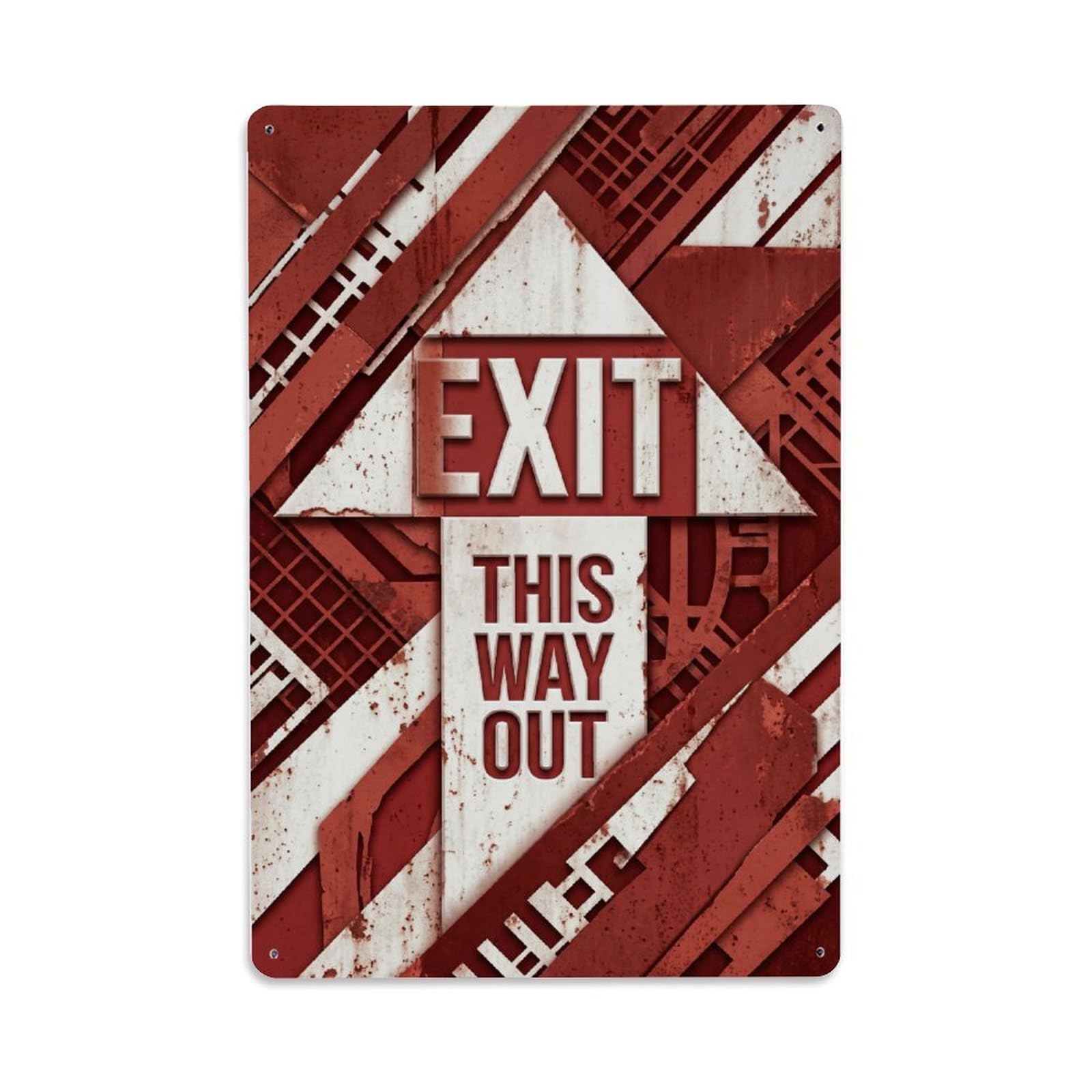 Exit This Way Out Caution Alert Metal Tin Sign Plaque Wall Decor for Cafe, Club Bar, Office, Home Garden Metal Poster 8x12Inch