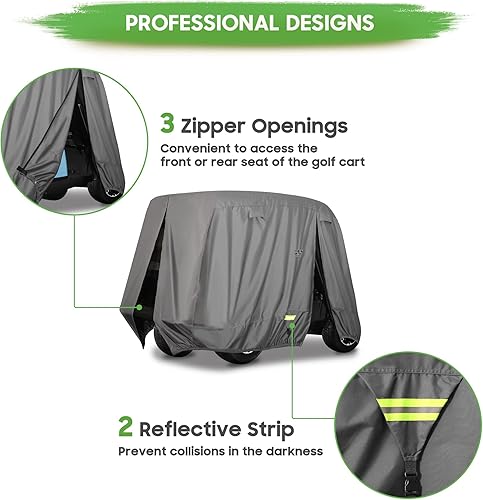 Miniatura 6 de Fundas universales para carrito de golf Yamaha EZGO Club Car Lifted 24 pasajeros 600D impermeables a prueba de viento y sol al aire libre cubierta