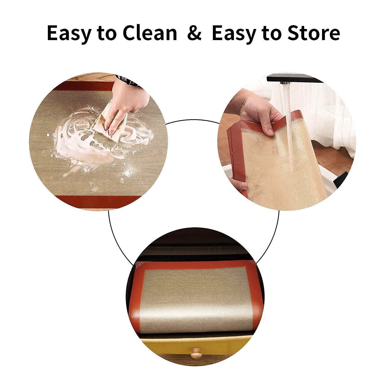 Tappetini Silicone Forno Miorkly - Set 3 Pezzi 40x30cm, Senza BPA, Per Pasticceria