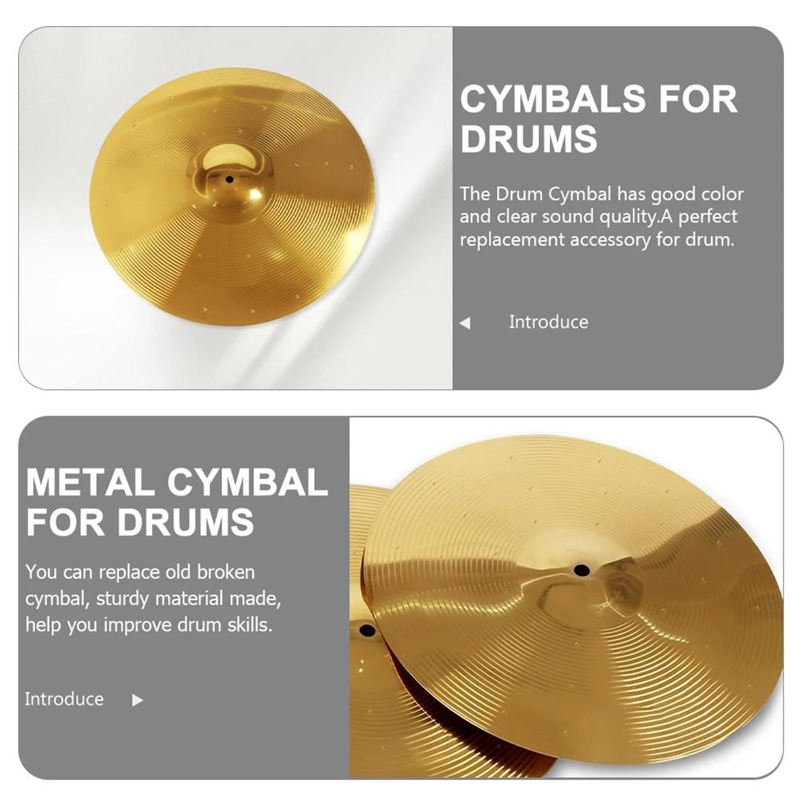 Übungstrommel-Becken Splash-Becken Metall-Drum-Set-Becken Übungs-Jazz-Drum-Becken Crash-Becken(14 inch)