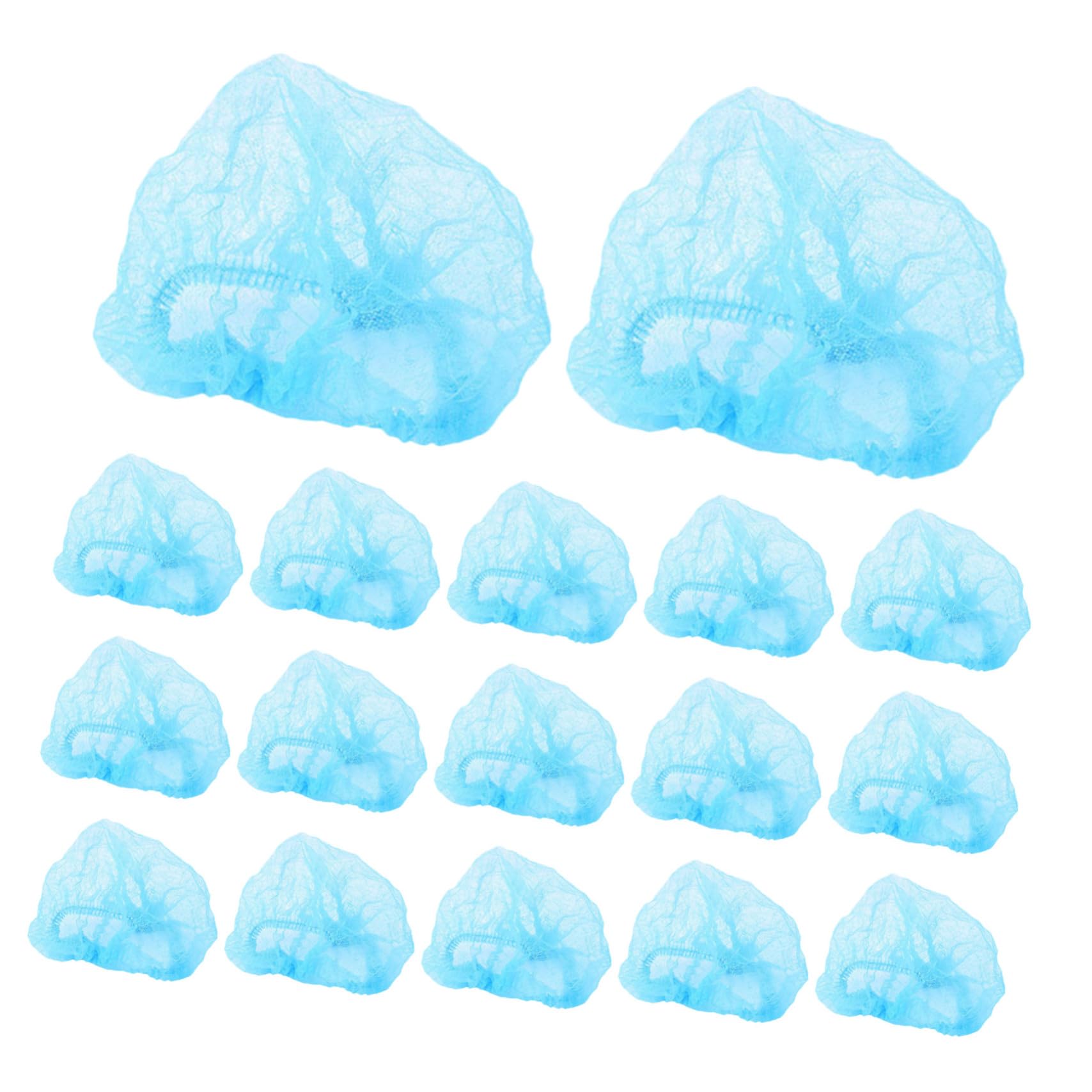 20 pezzi Cappelli Usa e Getta Non Tessuti per Trucco e Pulizia Rete Protettiva Elastica Usa e Getta Cuffie Igieniche Traspiranti per Laboratorio Cucina e Ospedale Blu