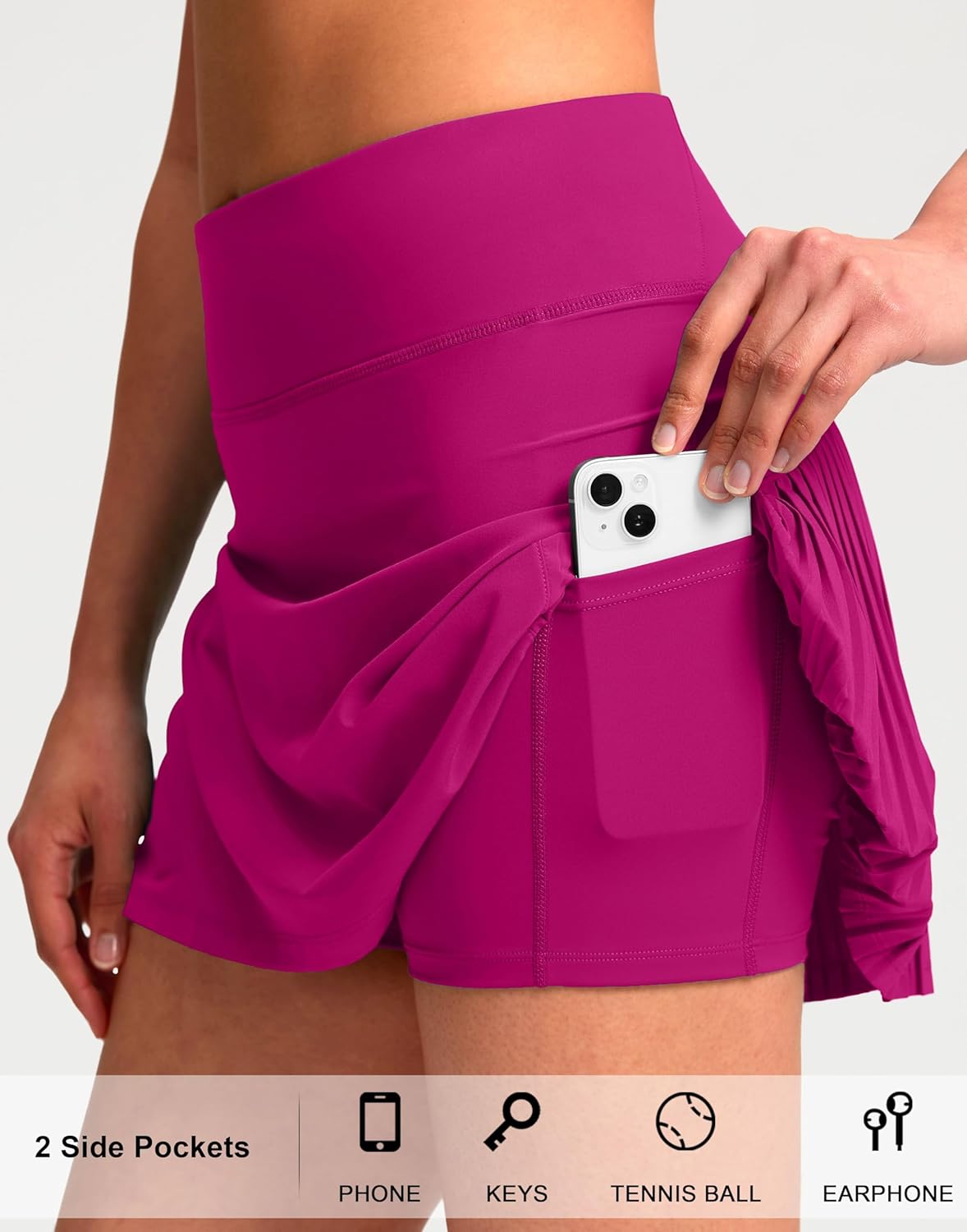 SANTINY 14" Tennis Skirt Skorts for Woman Pleated High Waited Skirts with Built-in Shorts Athletic Golf Skort - Image 3