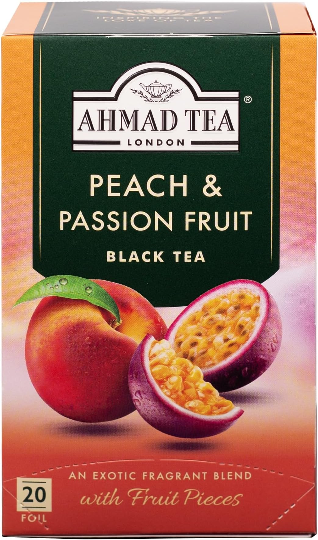 Fruit Black Tea | Peach & Passion Fruit Black Tea | 20 Teabag Sachets | 1 Pack