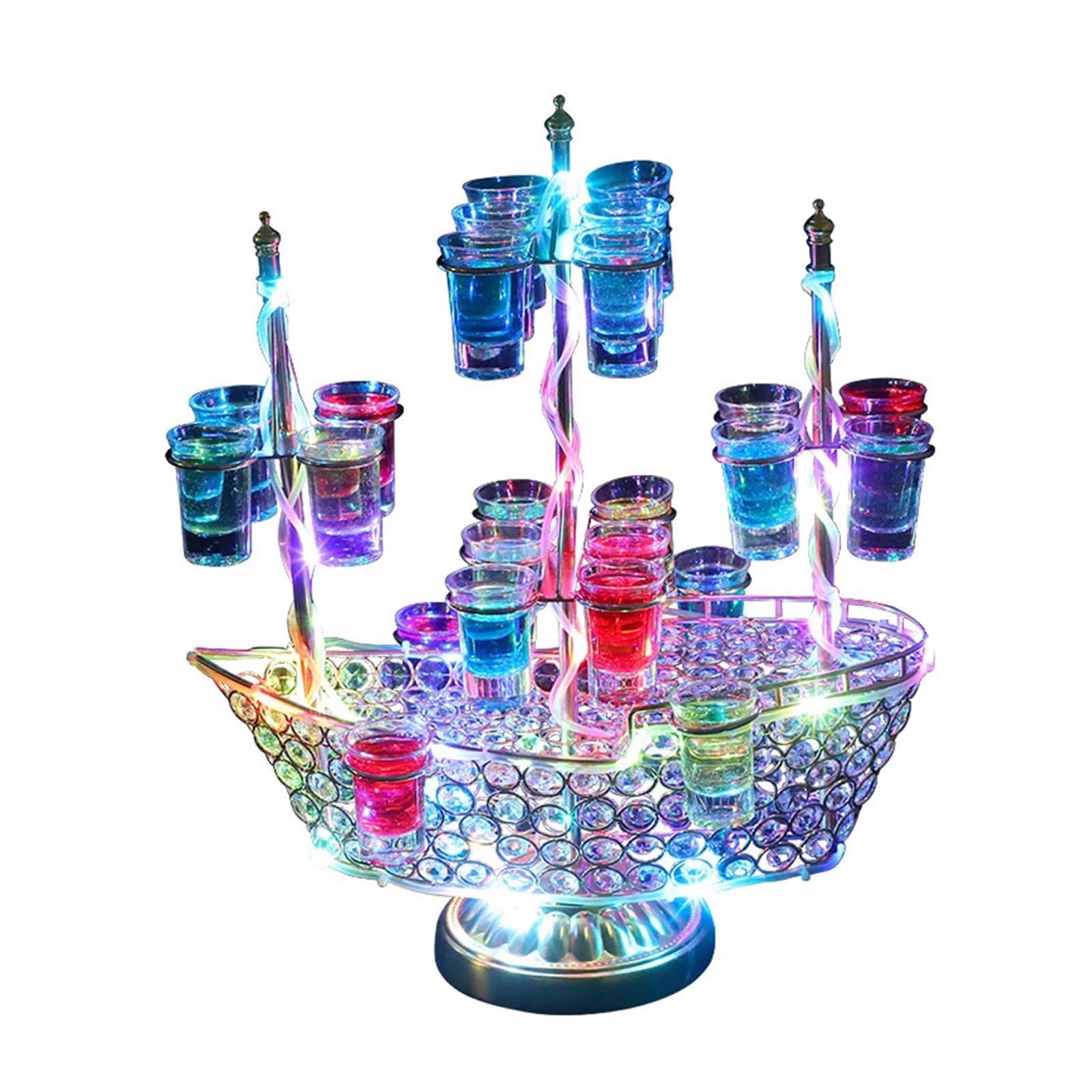 Étagère lumineuse pour bouteilles d'alcool LED support voilier décoratif de bar