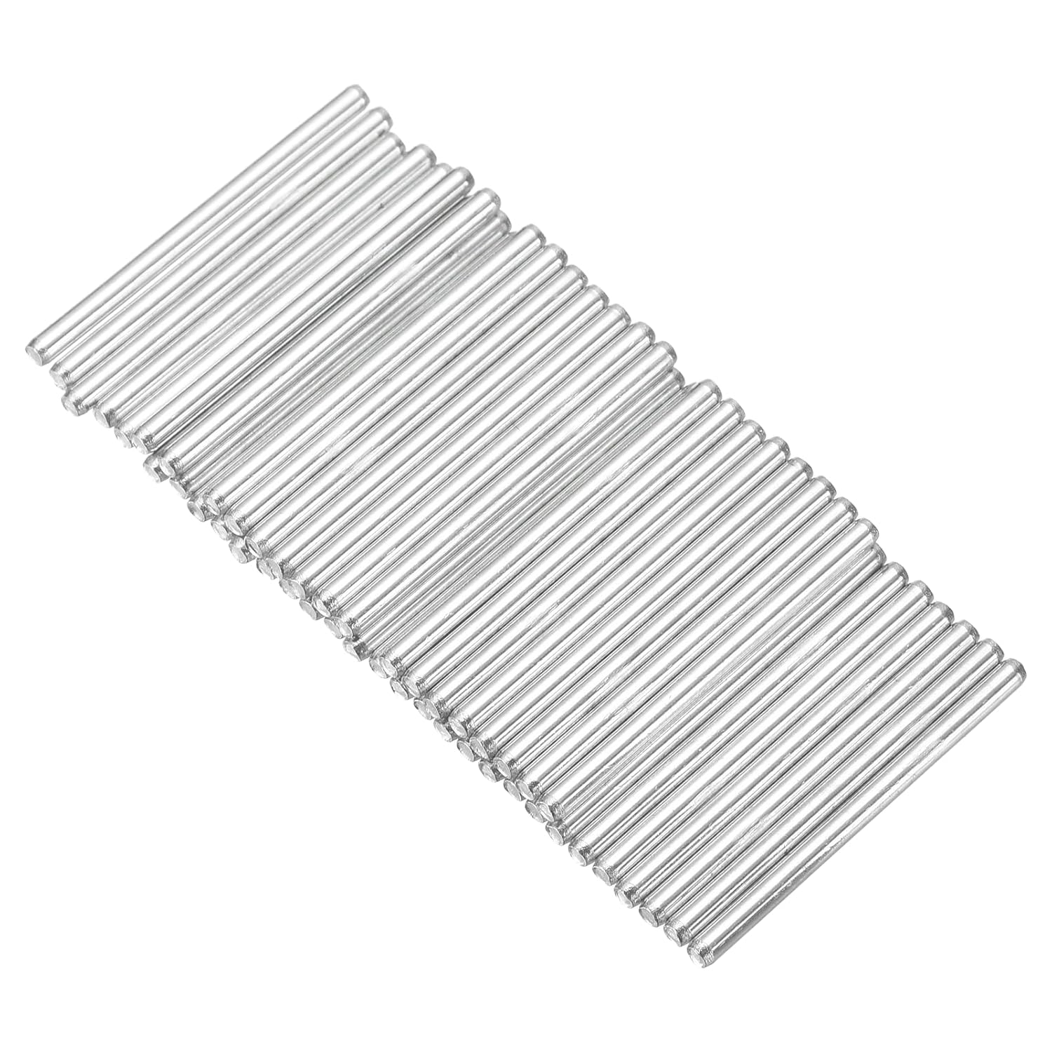 MECCANIXITY 50pcs 2mmx50mm Toys Shaft Round Rod Axles Drive Shaft Iron Shaft for DIY RC Car Truck Boat Helicopter Model Part, Silver
