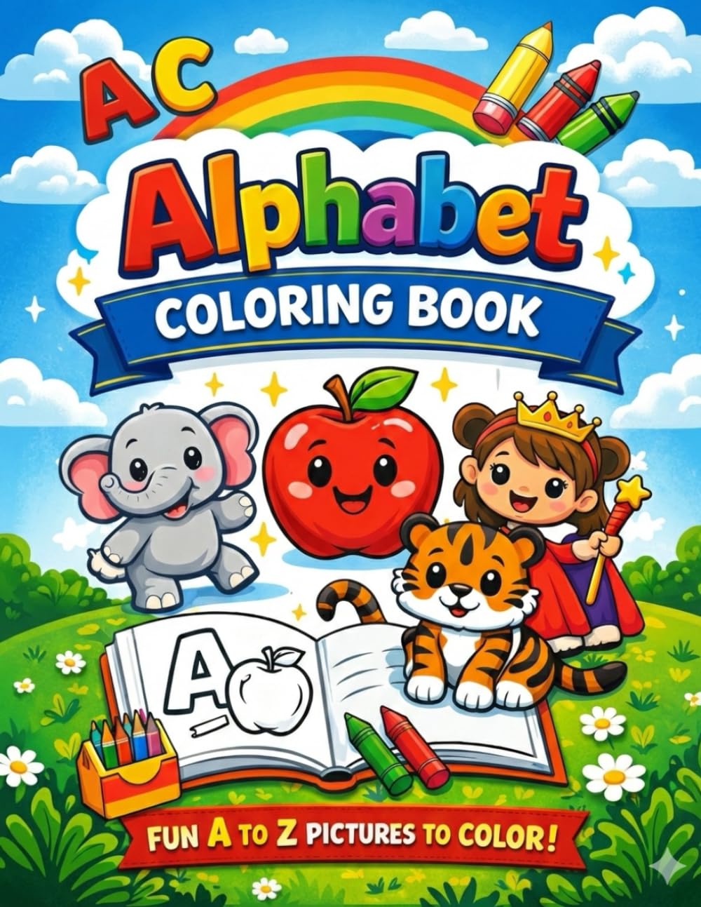 Alphabet Coloring Book for Kids: Fun A to Z Coloring Pages to Learn Letters, Animals & Everyday Objects | Ages 3–7
