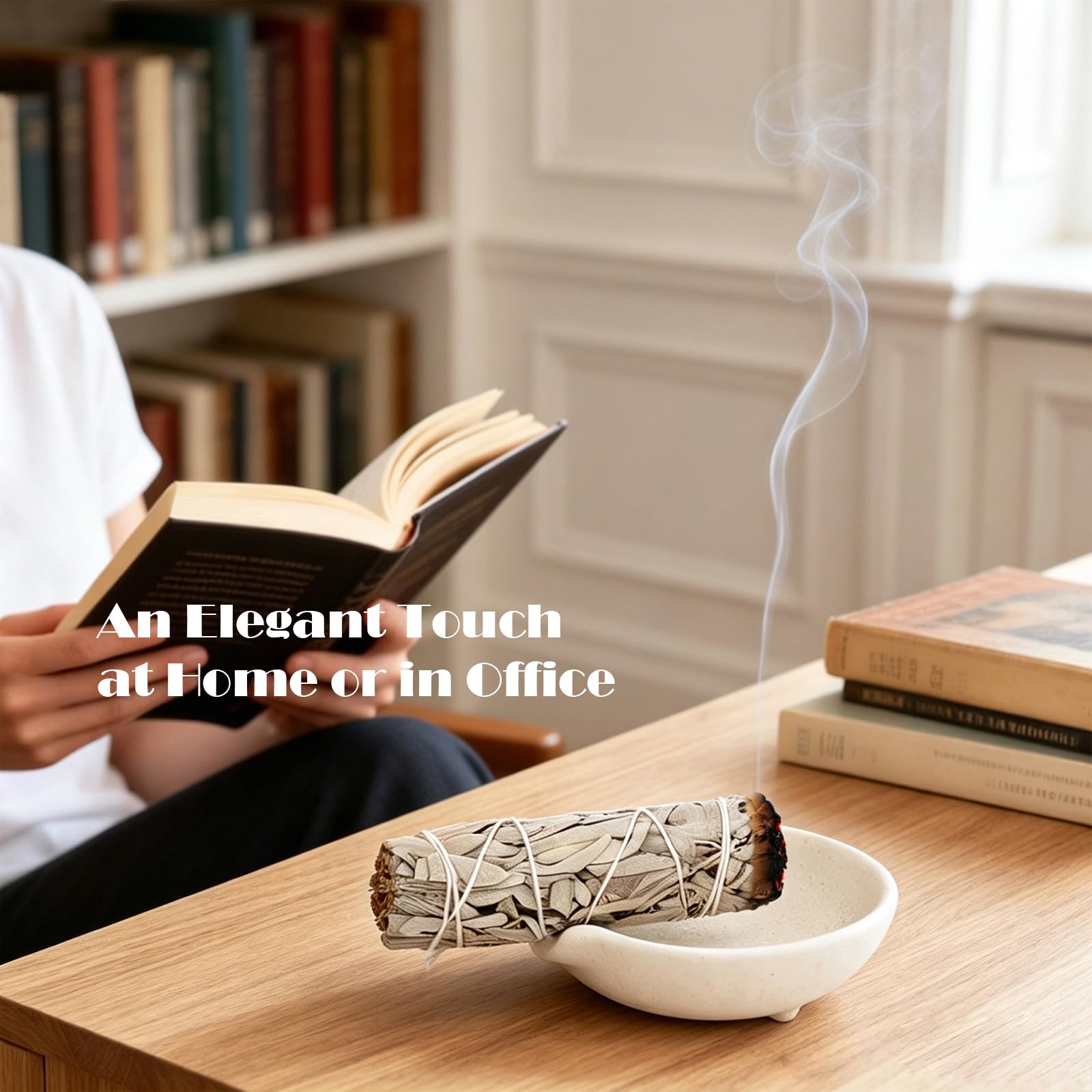 Uchwyt na kadzidełka na patyczki stożkowe szałwia Palo Santo 4 w 1 uchwyt na kadzidełka z łapaczem popiołu nowoczesna ceramiczna miska na kadzidełka do oczyszczania domu medytacji