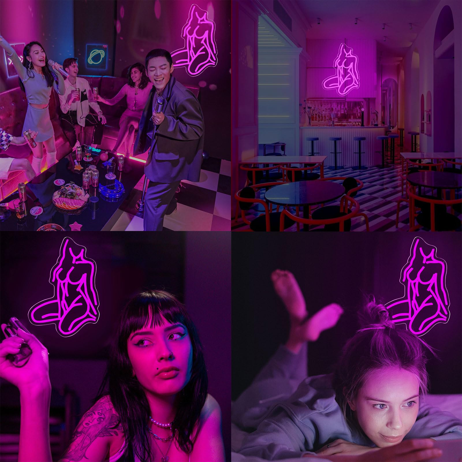 Panneau néon LED pour chambre à coucher, bar, fête, magasin, décoration murale à suspendre, cadeau sexy pour femme, homme, grotte, alimentation USB, rose rouge