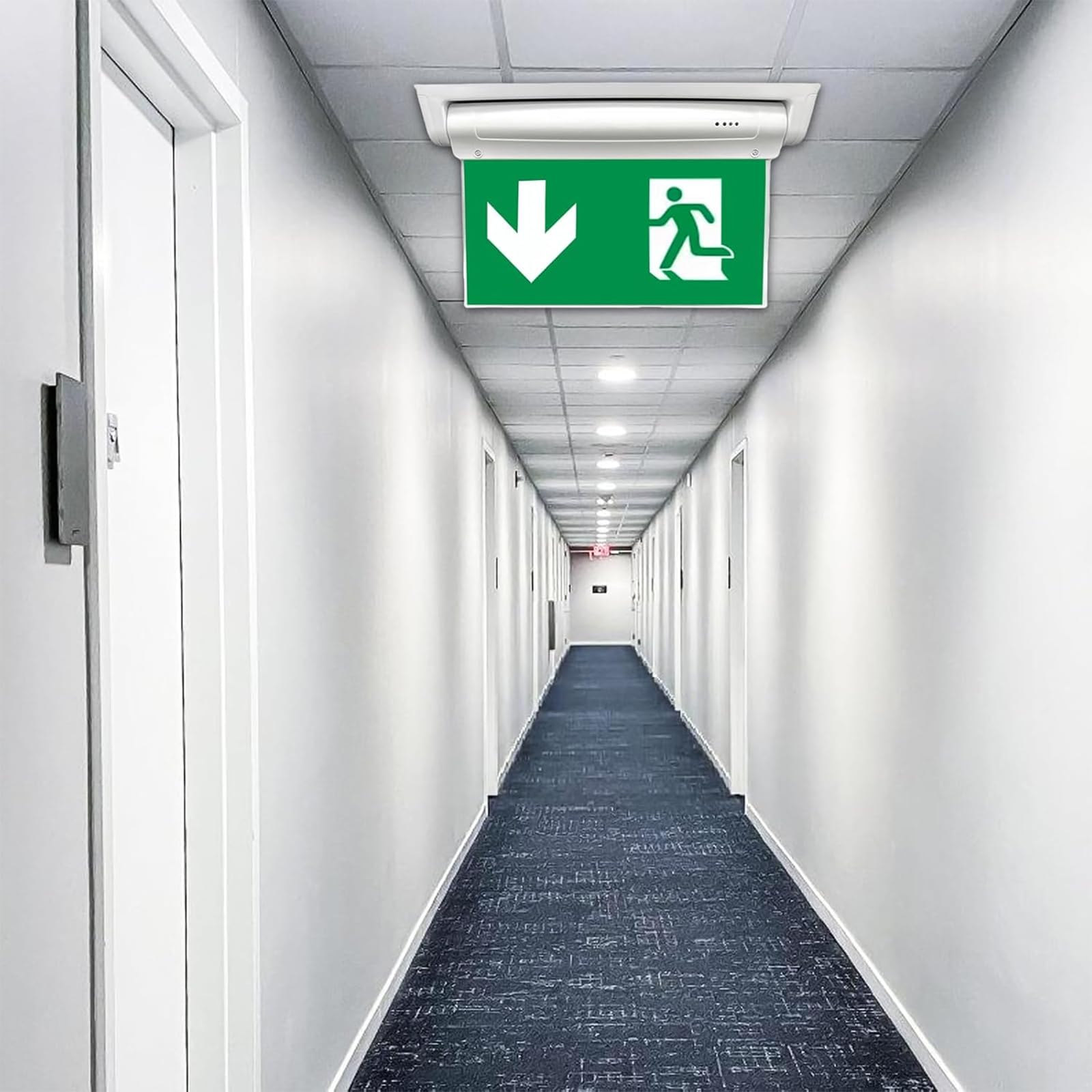 BORDEAG Éclairage de Secours LED, Indicateur De Sécurité à LED avec 6 Pictogrammes de Sortie de Secours Panneau Lumineux, Panneau de Sortie Secour, Fixation Plafond
