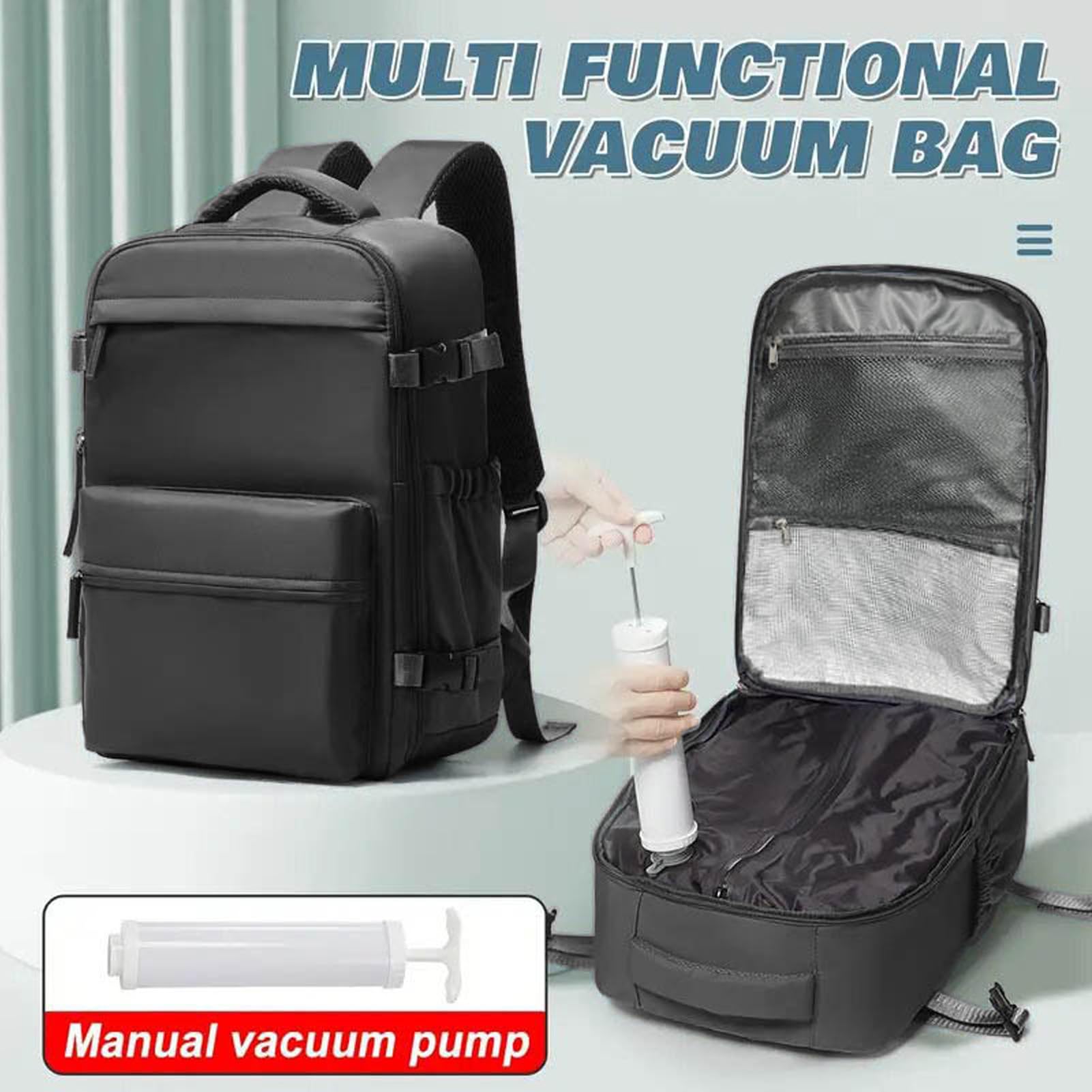 Sacchetti Sottovuoto da Viaggio, 40 Litri Ermetici Impermeabili con Zaino a Compressione Oxford, con Pompa Ad Aria, per Campeggio, Escursionismo, Viaggi all'aperto