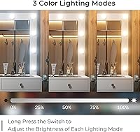 Vista 4 de Tocador con Toma de Corriente, Tocador de Maquillaje con Espejo y 12 Luces LED, 3 Modos de Iluminación, Mesa Tocador de 11 Cajones con Silla