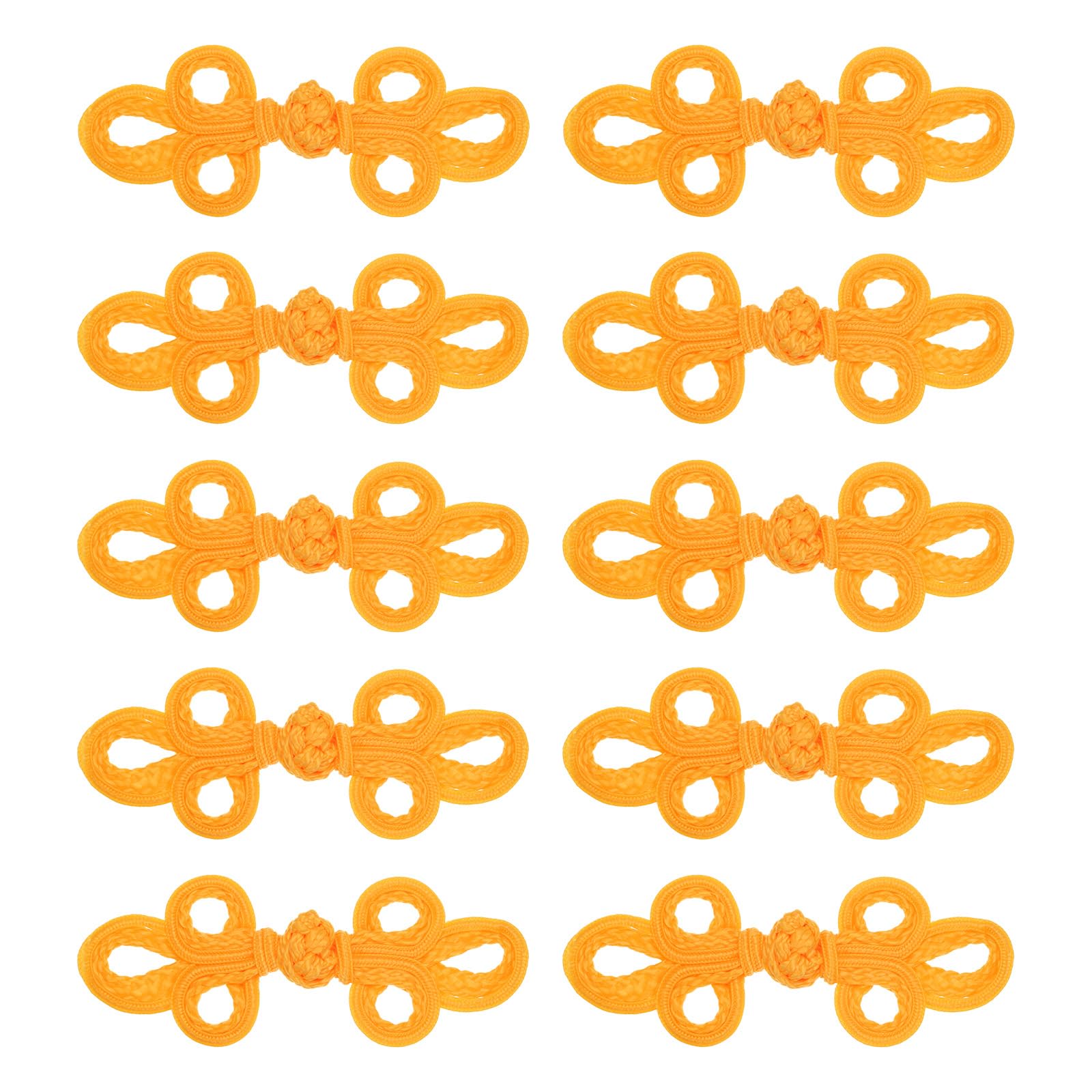 10 Paires Boutons Chinois Grenouille - Fermeture Nouée Perles Plastique - Or - Pour Vêtements