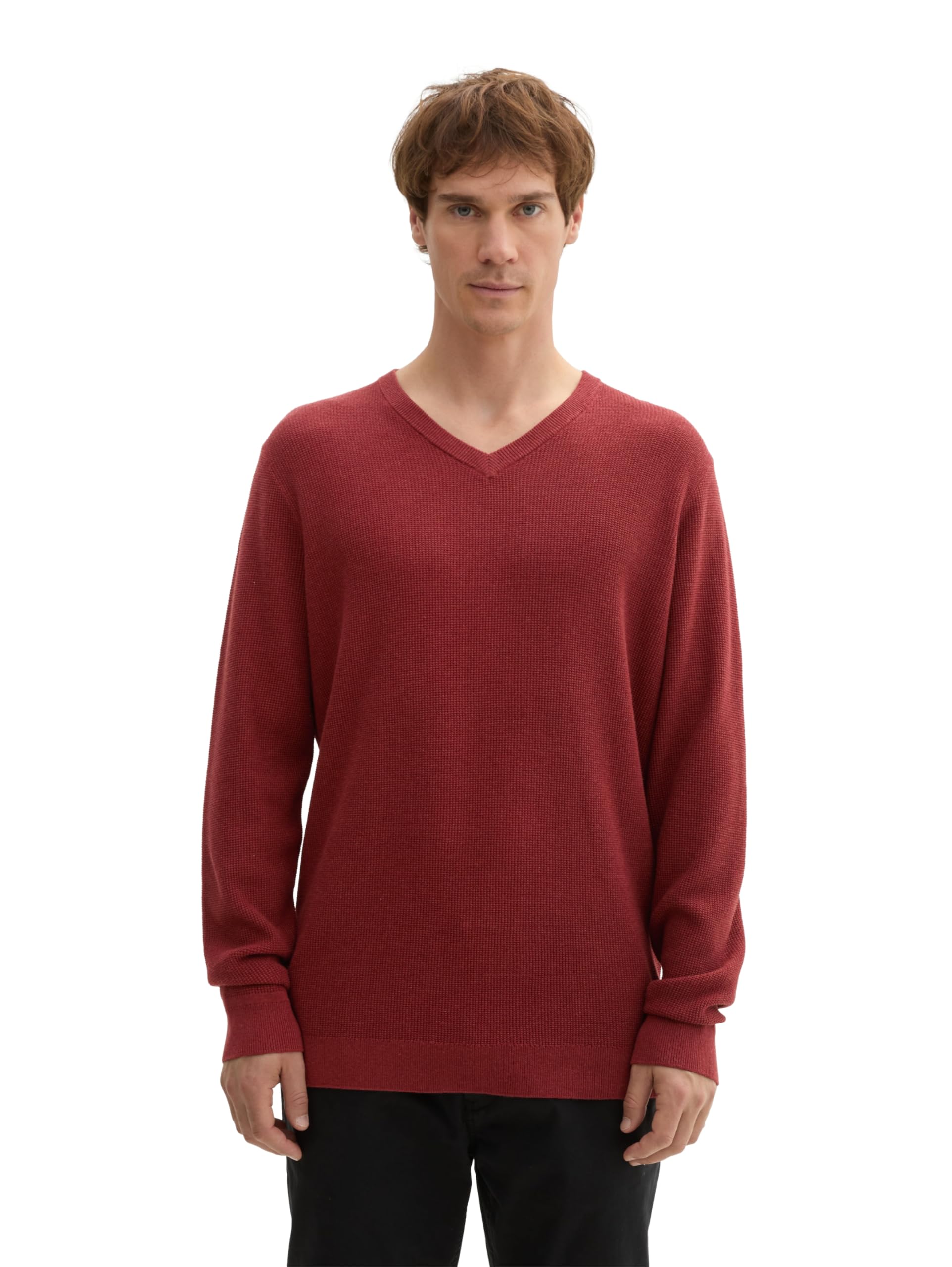 Tom Tailor Herren Basic Strickpullover mit V-Ausschnitt