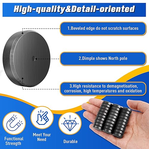 Miniatura 3 de Paquete de 30 imanes para manualidades con respaldo adhesivo, imanes de disco redondos, perfectos para botón de refrigerador, taza de bricolaje,