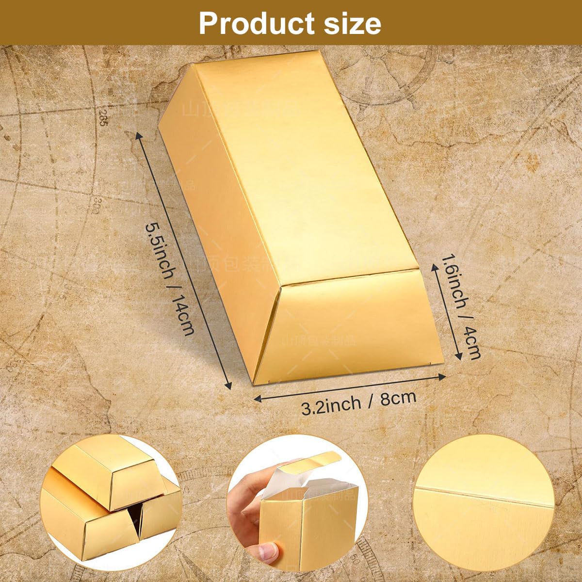 Lot De 20 Boîtes Cadeaux En Forme De Lingot D'or - Carton Doré Brillant - Pour Fêtes, Anniversaires, Chasses Au Trésor - Déco Thème Pirate Ou Casino