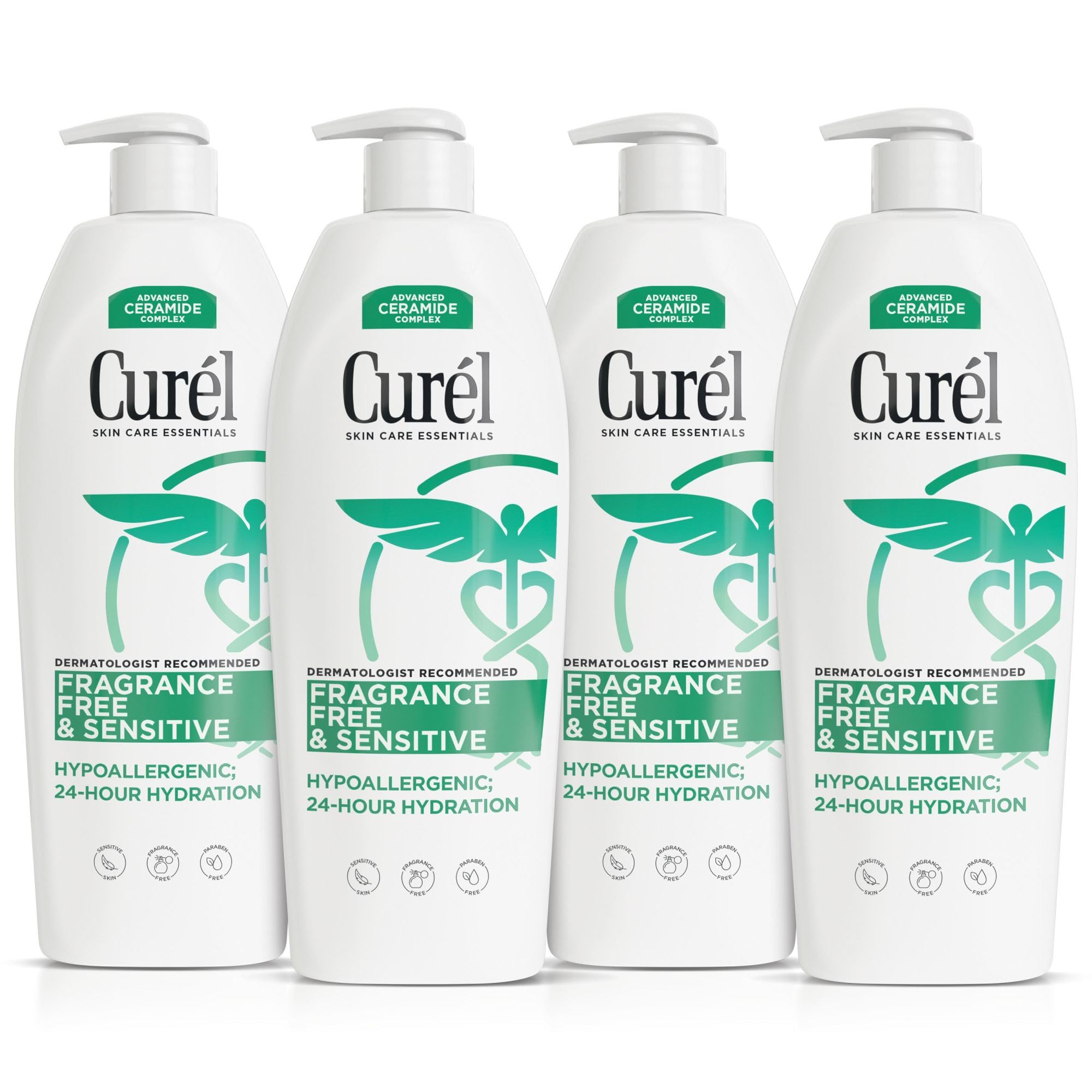 Fragrance Free Lotion, Sensitive Hypoallergenic Lotion for Dry Skin, Dermatologist Recommended, 20 Oz, Pack of 4