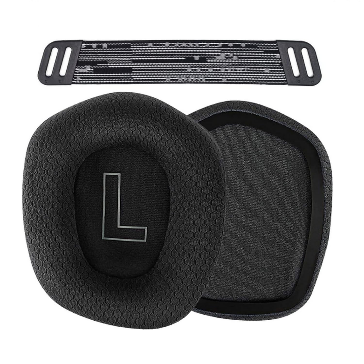 SKEIDO Replacement memory foam ear pads breathable mesh earmuffs head beam cushion repair parts For Logitech G733 (2pcs earpads +1pcs headband) (Black)