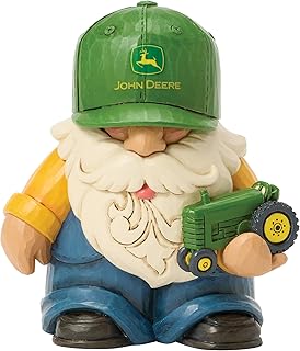 Enesco John Deere by Jim Shore Gnome Holding a Miniature Tractor Figurine, 4.13 Inch, Multicolor