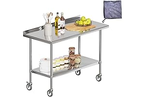 Stainless Steel Kitchen Cart with 24x48 Inch NSF Certified Worktop