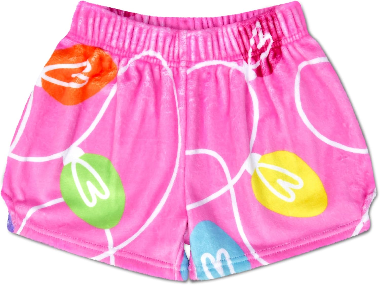 iscream Big Girls Silky Soft Plush Fun Print Fleece Shorts - Holiday Brights Collection