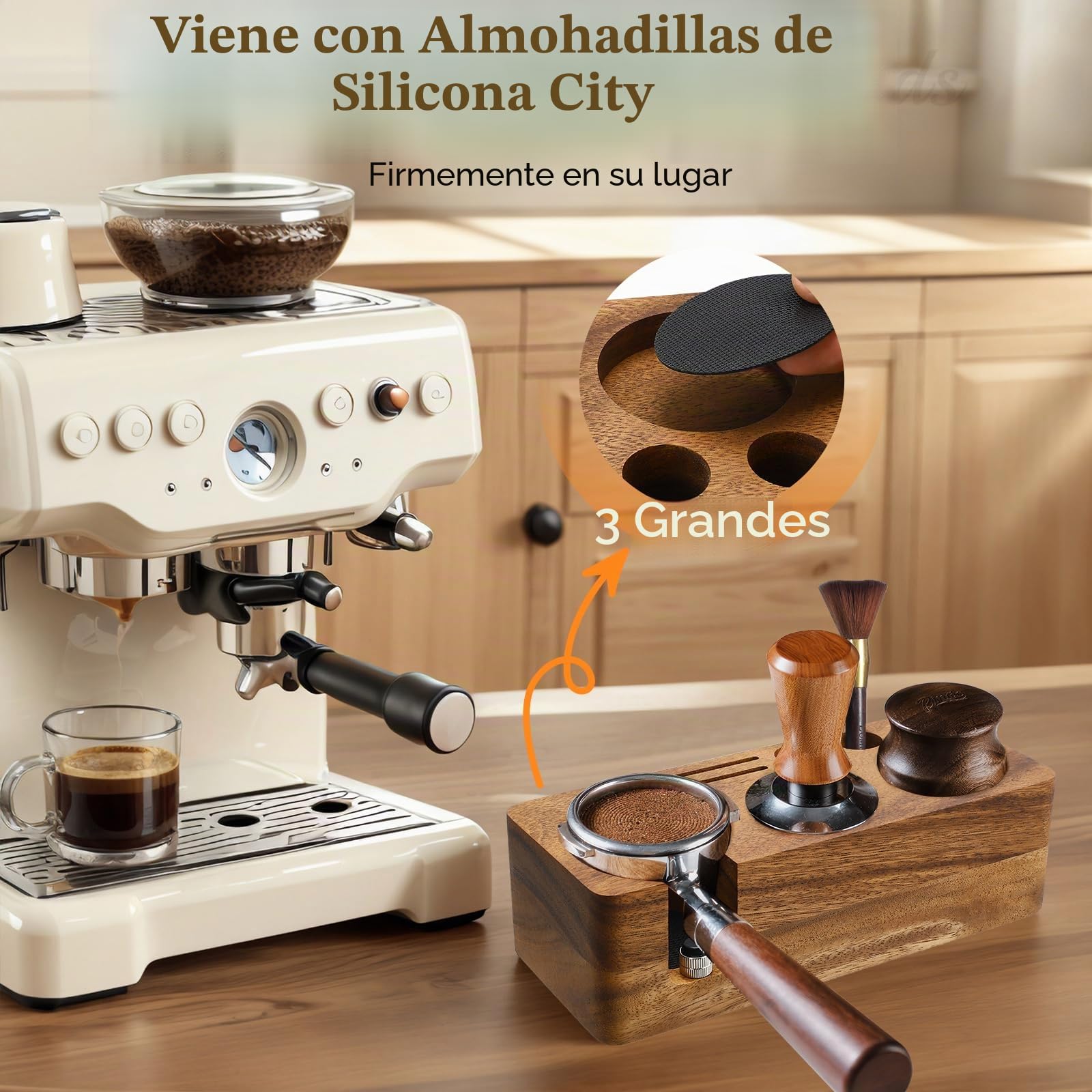Estación de prensado para Espresso, estación de prensado Multifuncional, estación de prensado Antideslizante Apta para almacenar prensadores de 51-58 mm