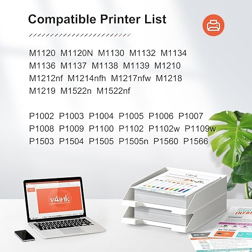 Miniatura 2 de V4INK 1 paquete de repuesto para CB436A, cartucho de tóner Canon 125 negro para impresoras HP LaserJet P1102w, HP M1212nf., negro - paquete de 3