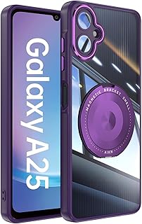 サムスン ギャラクシー A25 5G 用 ケース Magsafe対応 ワイヤレス充電 リング付け 360°回転スタンド ストラップホール付き Galaxy A25E / A25 5G スマホケース SC-53F SCG33 携帯カバー 耐衝撃 マグセーフ対応 超薄型 おしゃれ 6.5インチ (パープル)