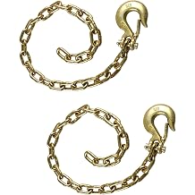 2 PCS 1/4" x 27" Trailer Safety Chain, Grade 30 Zinc-Plated Steel with Spring S-Hooks, 5000 lbs Capacity Class I, Heavy Duty Towing Security for Boat, RV & Utility Trailers
