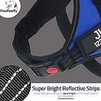 Vista 4 de Personalized No Pull Dog Harness with Custom Name and Phone Number by PawPawify, Heavy Duty Pet Vest to Prevent Tugging, Pulling, or Choking, Blue