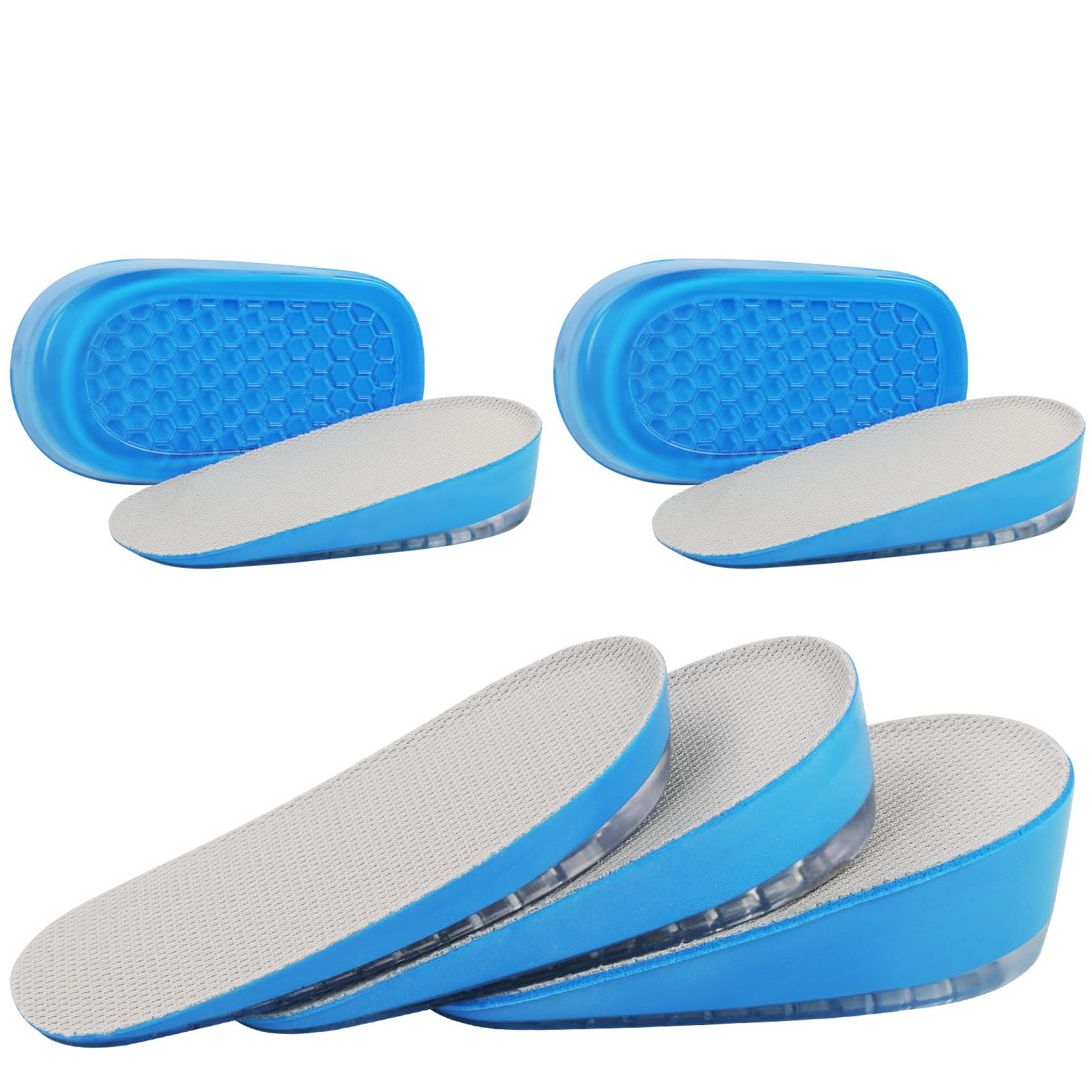 URAQT Gel Height Increase Insole, 2 Pairs Invisible Height Insole Heel Shoe Lift Inserts, Comfort Elevator Shoe Insoles, Elastic Shock Absorption Heel Cushion Pads for Men and Women, 3 Heights