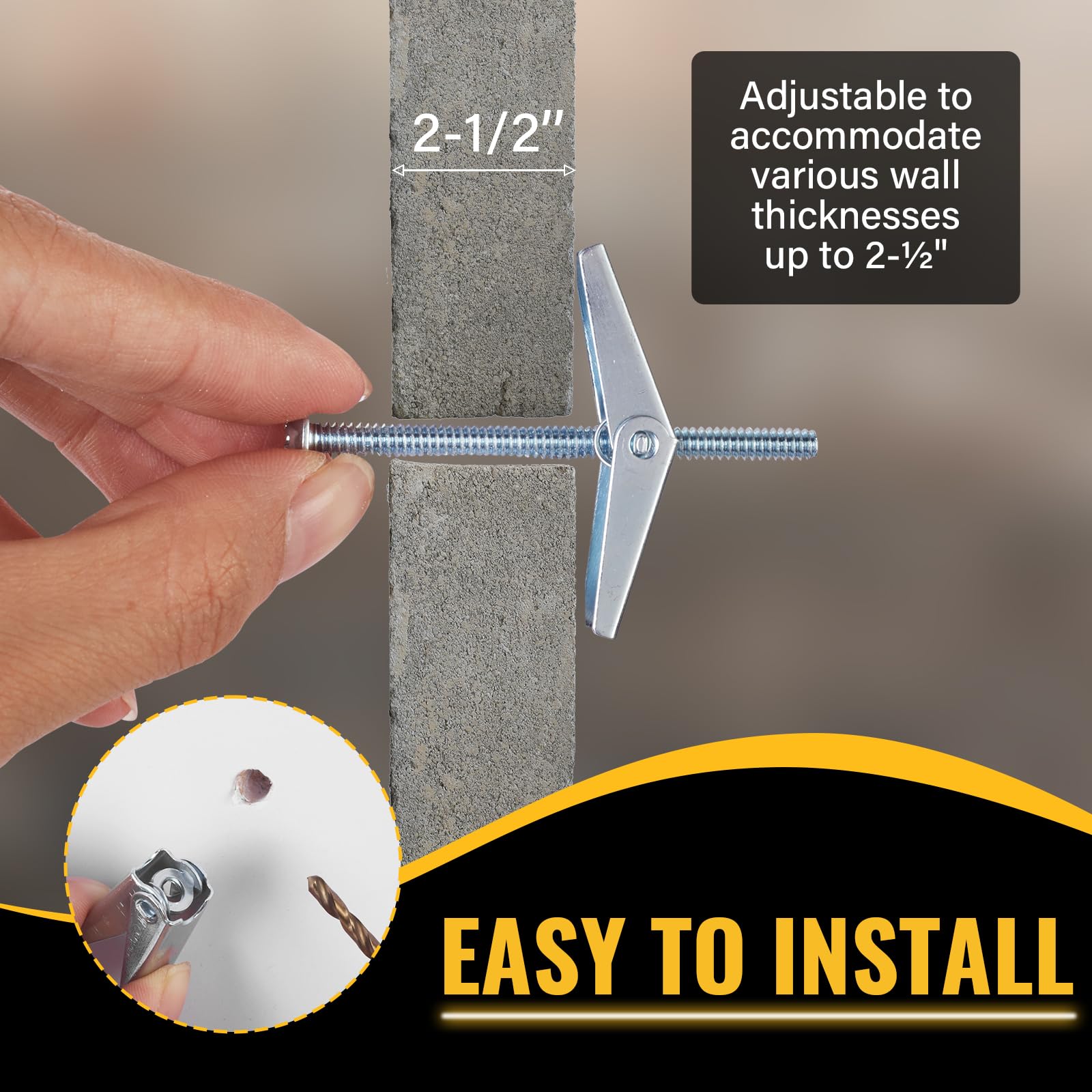Toggle Anchors - 28 Piece Kit for Heavy Duty Walls -5