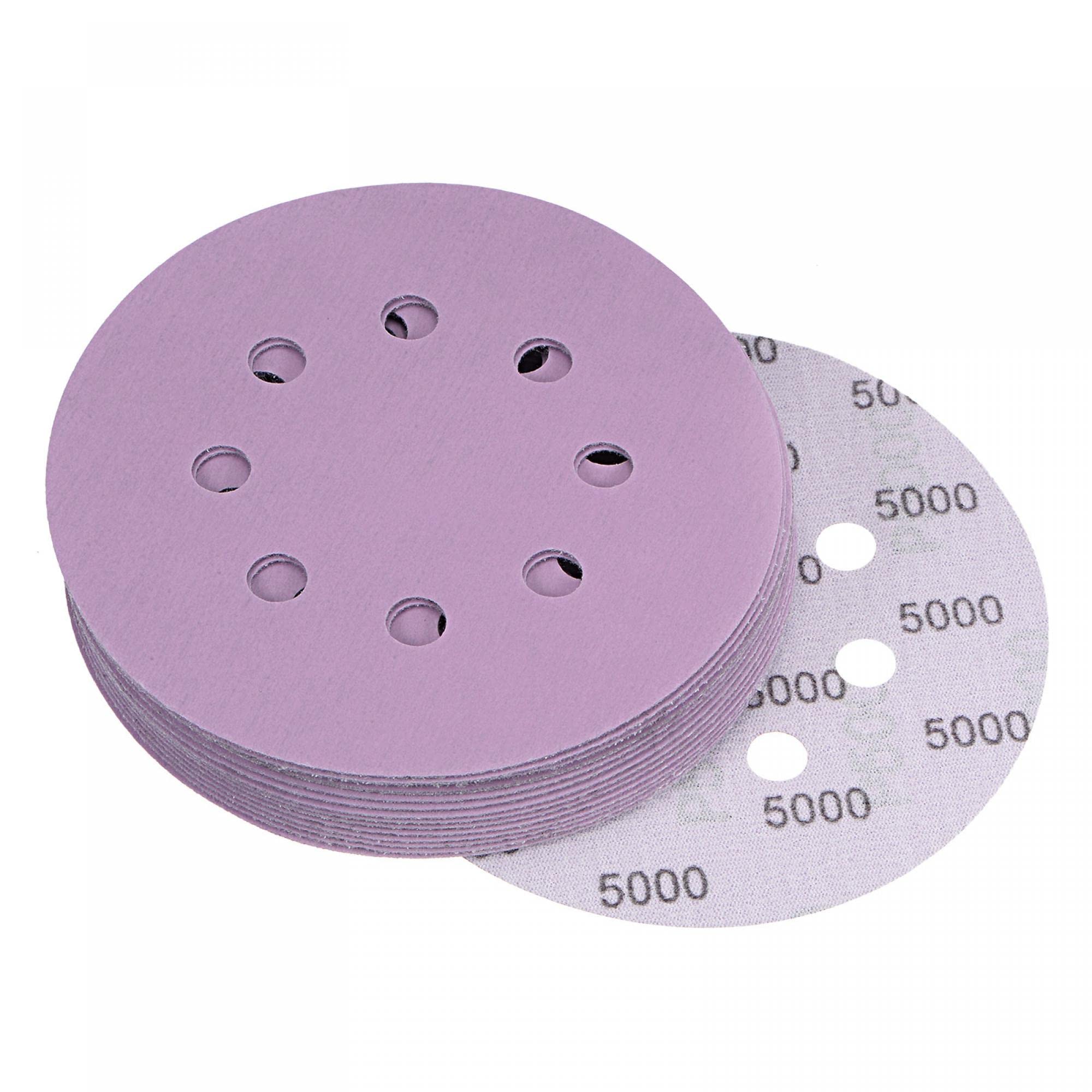 uxcell 15Pcs 5-Inch Purple Sanding Discs 5000 Grits 8 Hole Hook and Loop Professional Aluminum Oxide Sand Paper Wet Dry Polish for Wood Metal Paint Finish-image-23