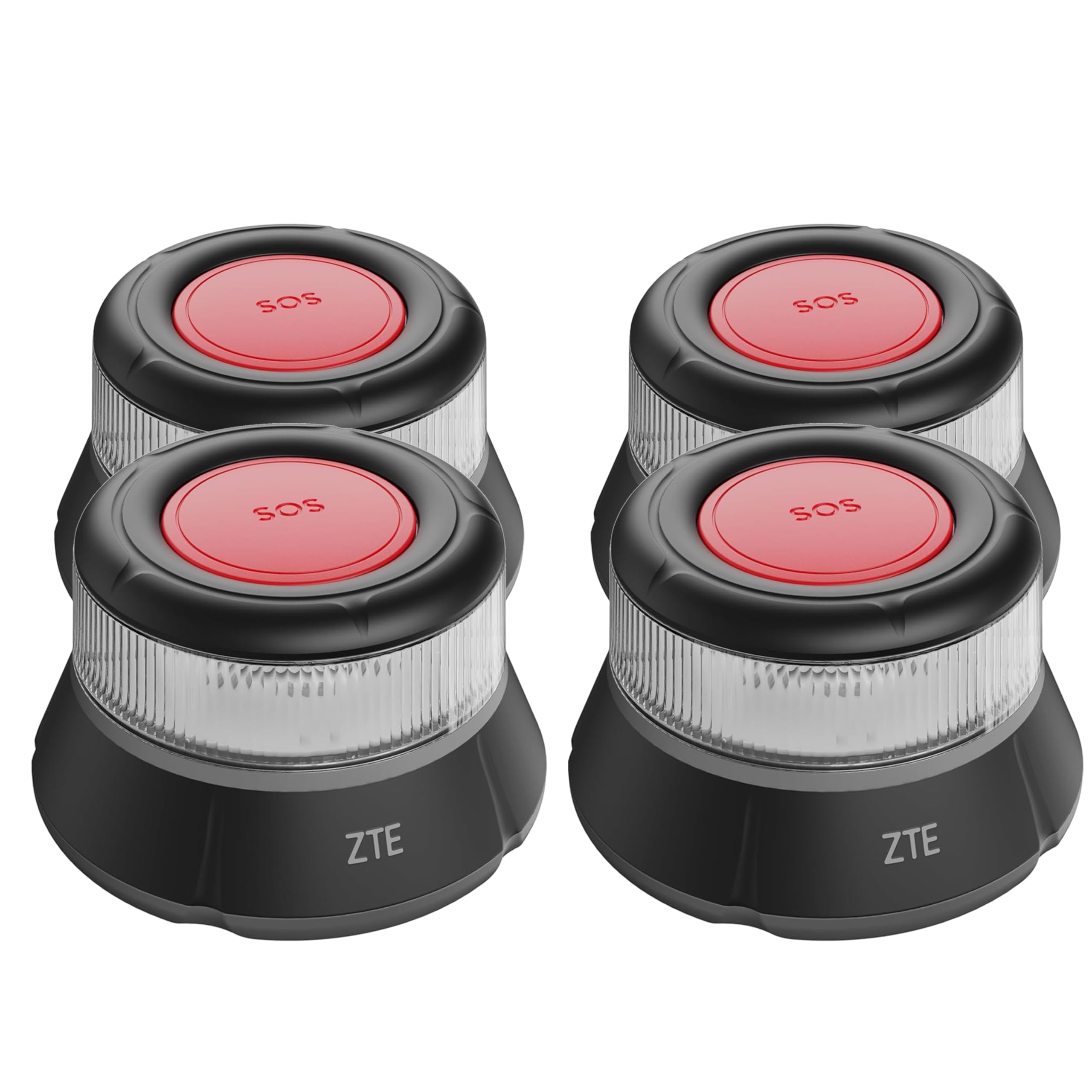 ZTE Luz Emergencia V16 Homologada DGT con Geolocalización, Baliza Coche Conectada DGT 3.0, Datos Incluidos hasta 10/2040, Pack 4 Unidades