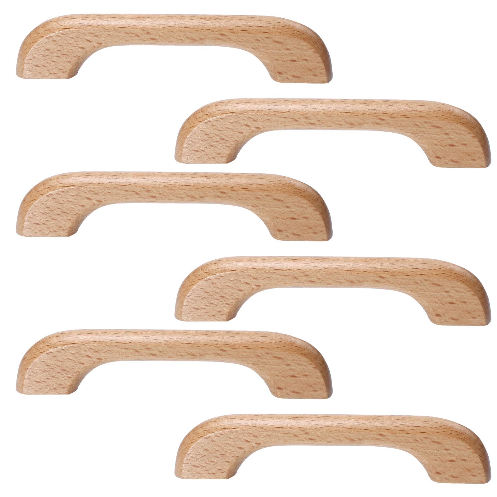 jojofuny 6 Tiradores de Madera para Muebles, Pomos para Cajones Diseño Único, Fáciles de Instalar y Usar, Color Marrón para Puertas y Armarios Hogar