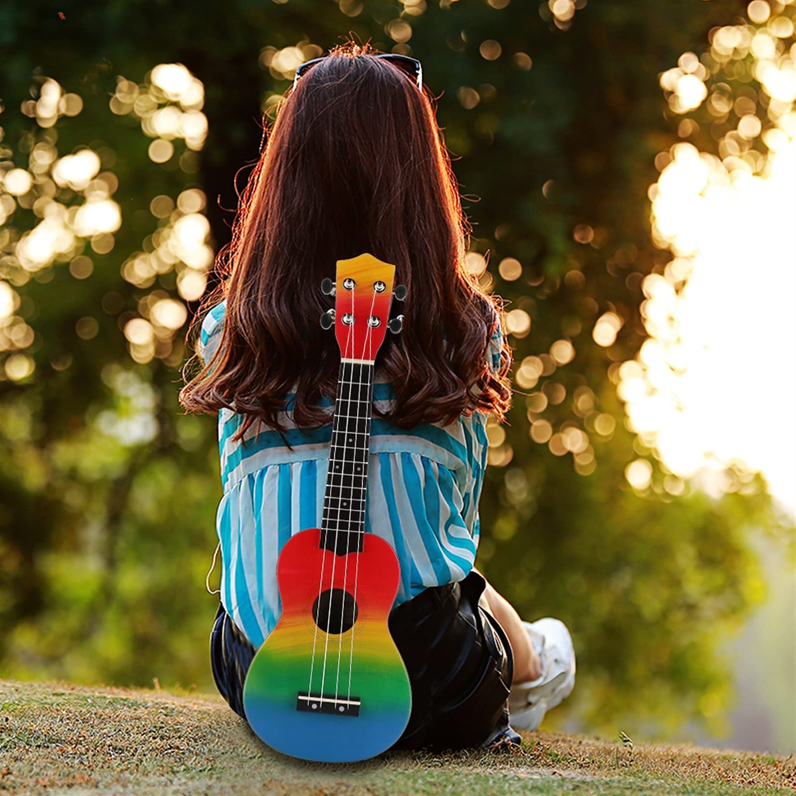 Ukulele 21 Pollici Ukulele in Legno 4 Corde Chitarra Portatile 21 '' Chitarra Chitarra Mini Chitarre per Principianti Regalo per Bambini Concerto Ukulele