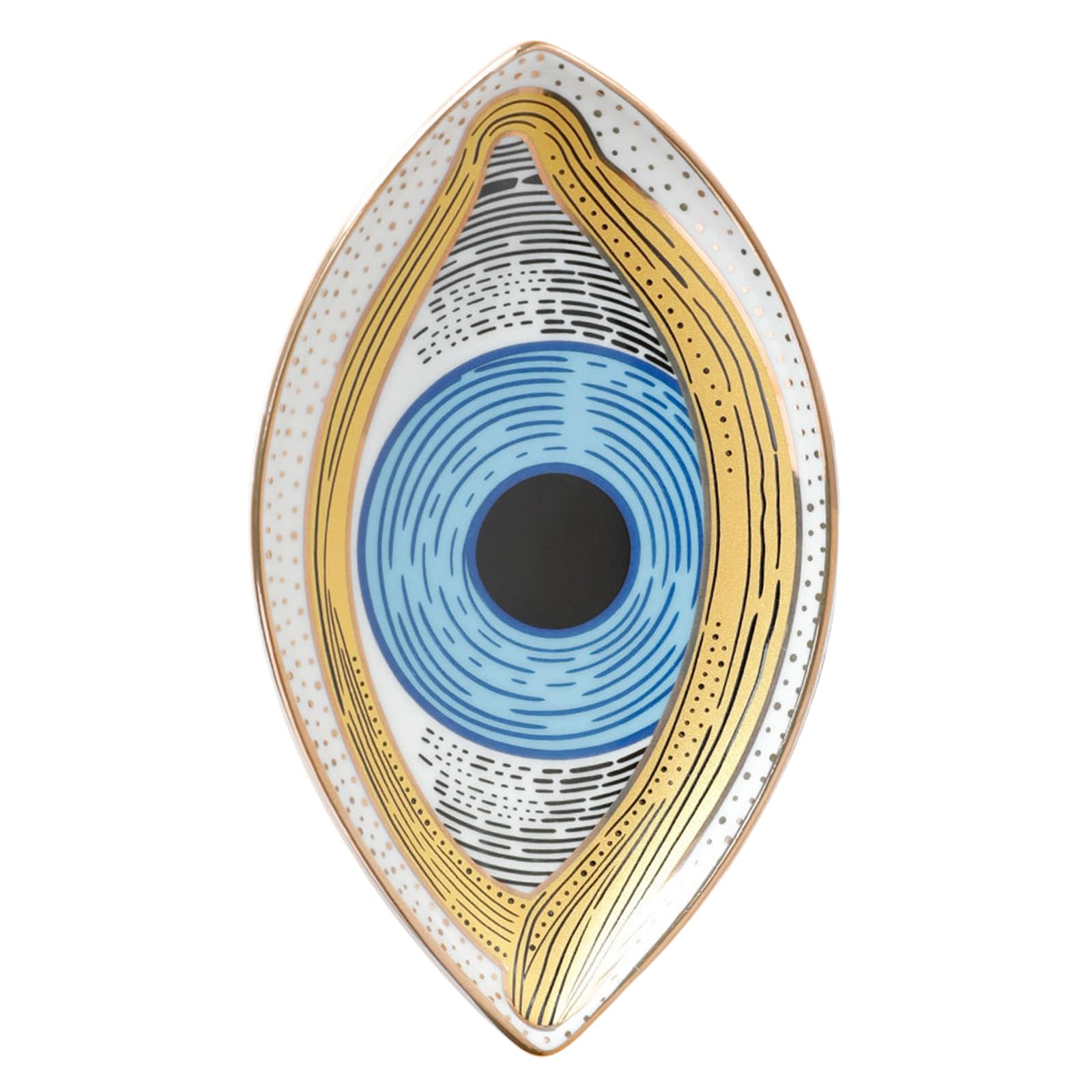 Kangnice Fashionable Eye Shaped Sturdy Ceramic Jewelry Plate Scratch Trinkets Tray Accessory For Home Decoration