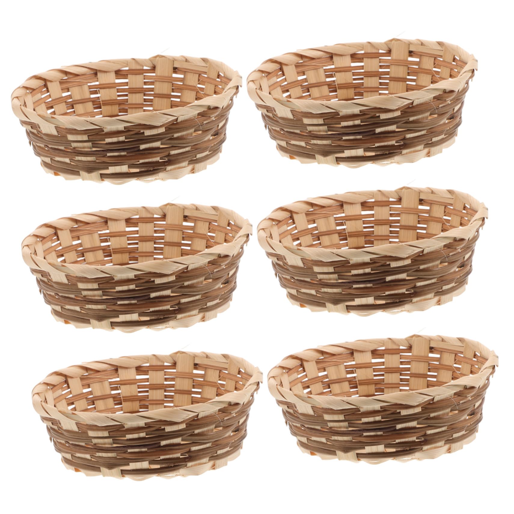 POPETPOP 6pcs Woven Storage Baskets Durable Countertop Fruit Bread Baskets for Home Party Sturdy Design for Freshness and Air Circulation Lightweight Decorative Serving Trays